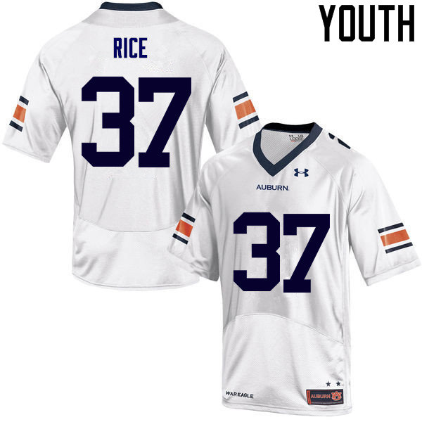 Youth Auburn Tigers #37 Logan Rice College Football Jerseys Sale-White - Click Image to Close